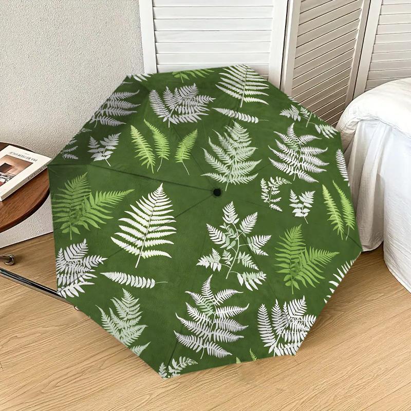 1pc Fern Leaves Pattern Pattern Umbrella Design Automatic Opening and Closing Umbrella, High-quality Travel Umbrella,  C1128060