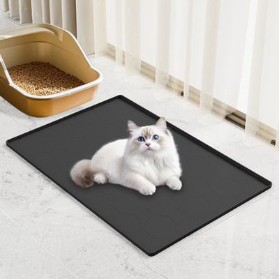 Cat Litter Box Mat with Raised Edges Non-slip Waterproof Urine Proof Easy Clean Scatter Control Kitten Litter Trapping Mat Floor Pad Pet Supplies