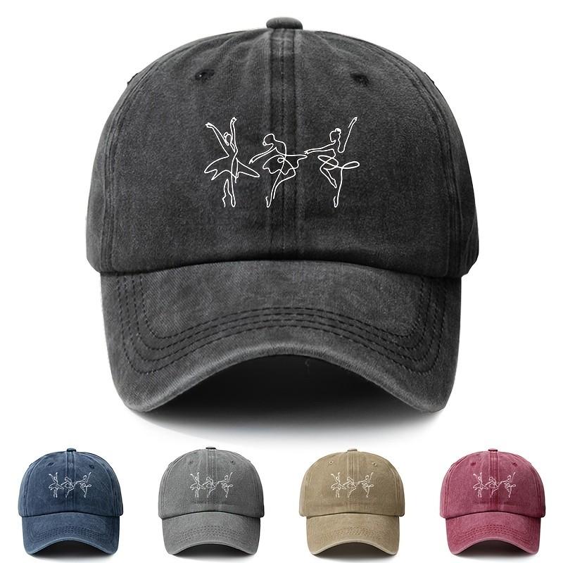 Ballet Dancers Line Art Washed Baseball Cap Adjustable Cotton Vintage Outdoor Sun Hat