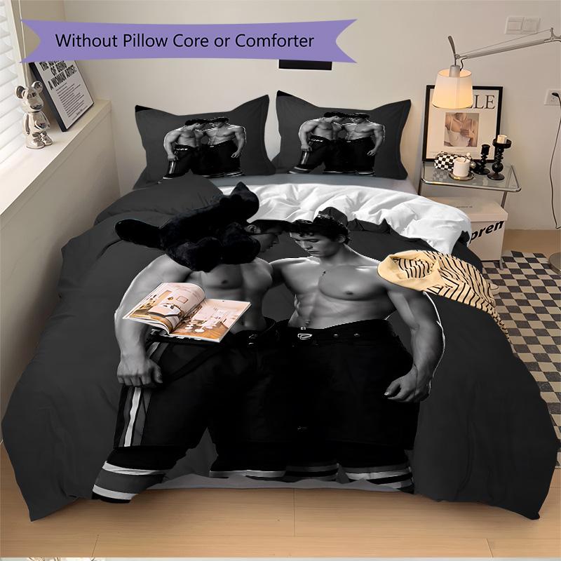 Ccm Hockey Players Print 3Pcs Bedding Set,Duvet Cover with 2 Bedro,Pillowcase Home Birthday Gift