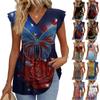 Womens Tops Fashionable V-neck Ruffled Sleeve Short-sleeved T-shirt Business Blouses