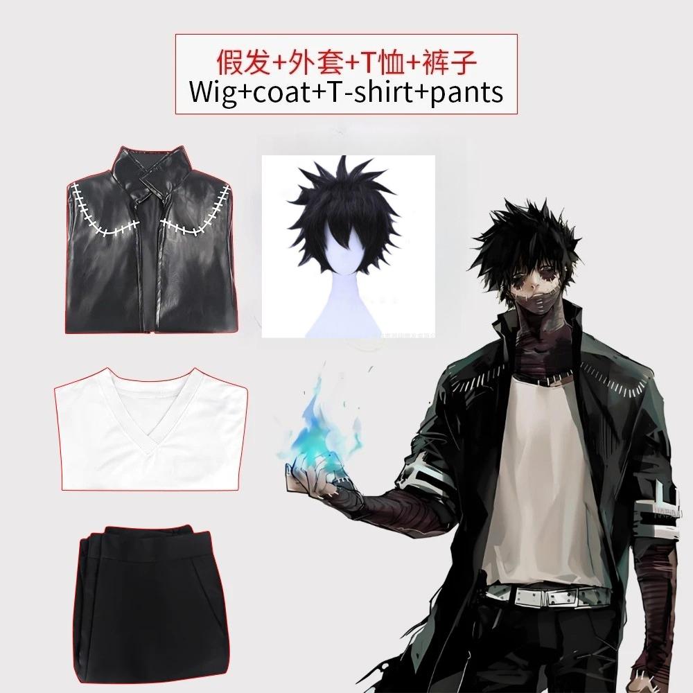 Anime My Hero Academia Dabi Disfraz de Cosplay Abrigo Negro Camisa Pantalones Conjunto Completo Uniforme Traje de Carnaval Fiesta de Halloween para Hombres Adultos