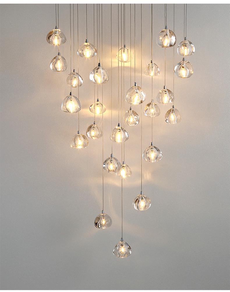 Modern American Cherry Crystal LED Chandelier for Staircase or Restaurant