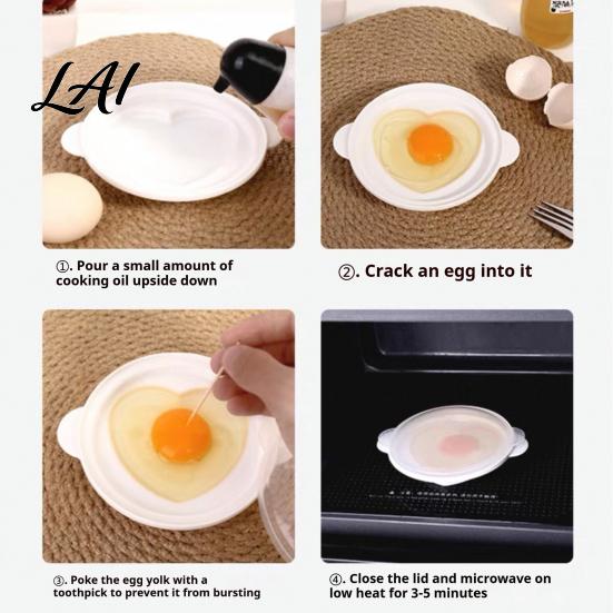 BPA Free Egg Steamer Heart Shape Microwave Poacher with Lid & Handle Heat-Resistant Food-Grade PP Convenient Kitchen Utensil Cooker for Tender