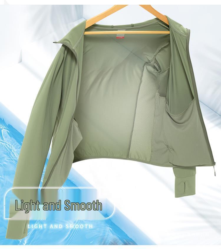 Unisex Lightweight UV Protection Summer Ice Silk Hooded Jacket for Outdoor Activities