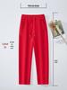 GAGN Women's Red Korean Style High Waist Long Pants - Plus Size Casual 2025