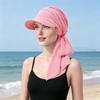Women Headscarf Hat Flower Pattern Lace-up Ribbon Turban Hat Outdoor Travel Cycling Sunshade Cap Headwear