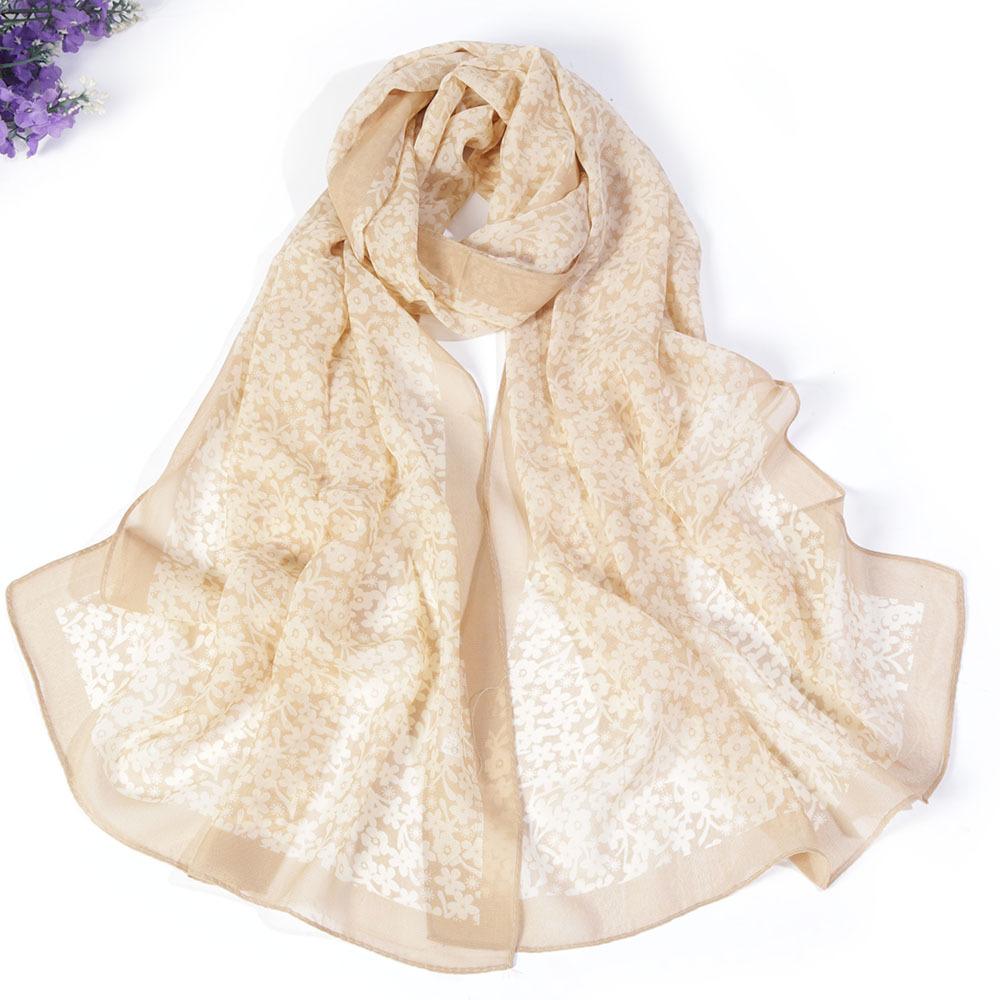Fashion Chiffon Scarf Floral Long Soft Silky Georgette Shawl Beach Kerchief Scarves Female Foulard  Head Raps Scarf For Women