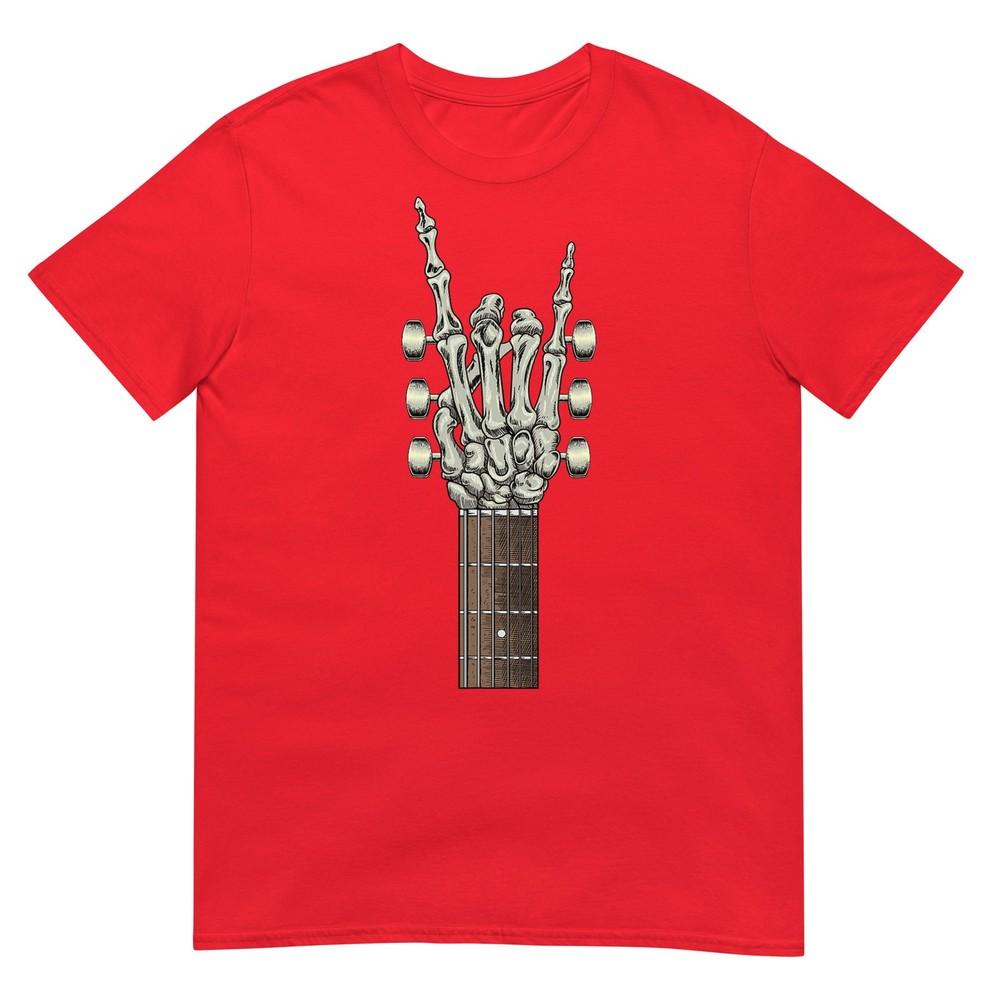 Rock On Skeleton Hand Guitar Gifts Unisex Graphic Tee Rock Band TShirt S