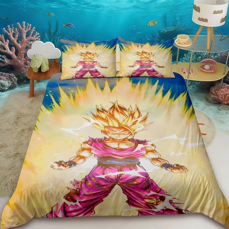 

2/3pcs Dragon Ball Duvet Cover Goku Anime Cartoon Bedding Set Comforter Cover with 2 Pillowcase Bedroom Home Decor Gifts 135x200cm