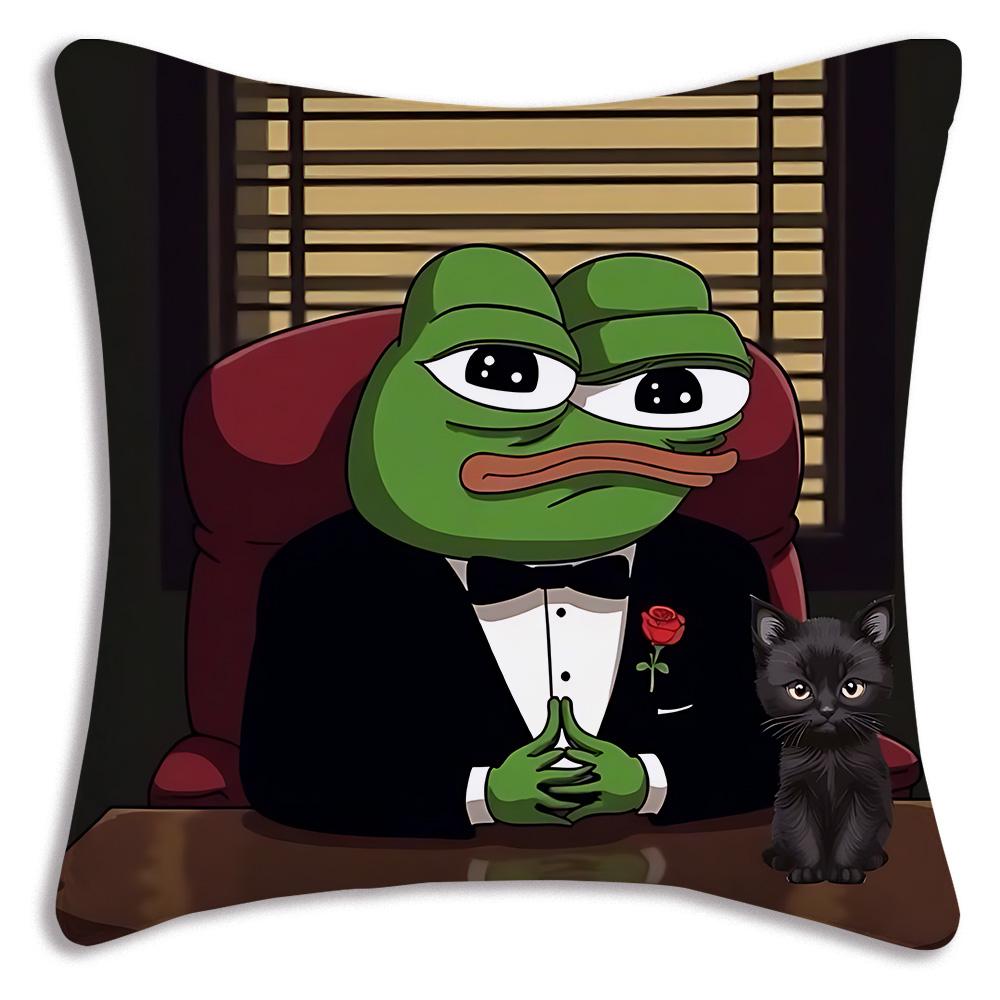 Cartoons fun Sad P-Pepe frog Pillow Covers Cartoon Sofa Decorative Home Double-sided Printing Short Plush Cute Cushion Cover