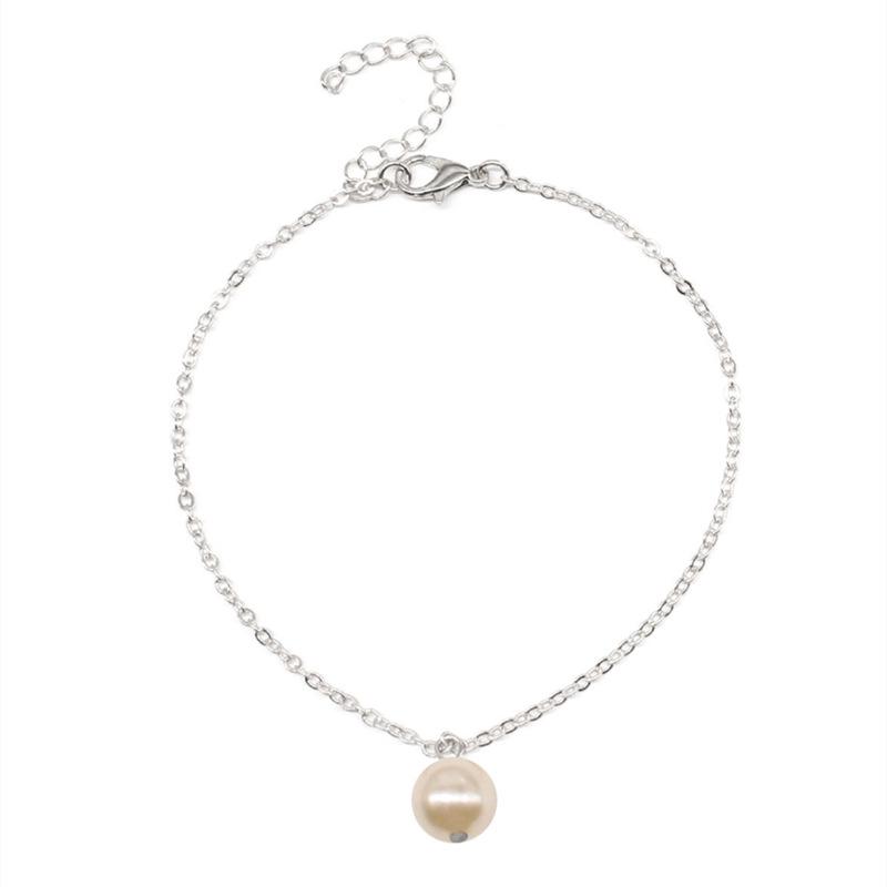 

Элегантный летний модный жемчужный браслет на ногу для женщин из Японии и Южной Кореи серебряный