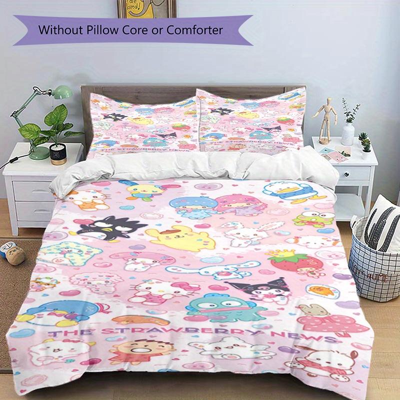 3pcs Sanrio Breathable Polyester Bedding Set Soft Duvet Cover and 2 Pillowcases,Suitable for All Seasons, 082660b