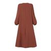 2023 Solid Color Long-Sleeve Round Neck Zipper Dress for Muslim Women