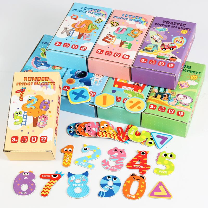 Children'S Early Education Magnetic Puzzle 26 Letters Animal Numbers Cognitive Stickers Refrigerator Magnetic Stickers Toys