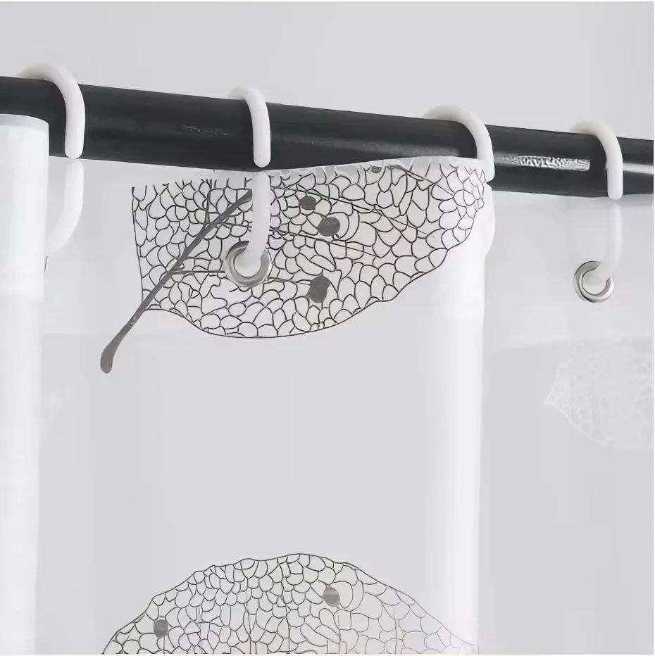 1 PC Lightweight Black Leaf Pattern Shower Curtain PEVA Plastic Waterproof Bathroom Curtain Bathroom Partition for Home
