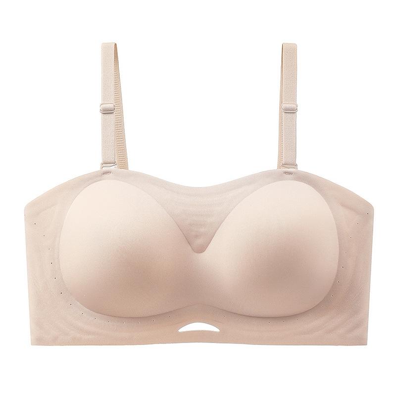tube top strapless underwear women gather non-slip, anti-drop shoulder lift, anti-drop small chest, sub-breasts, seamless back bra