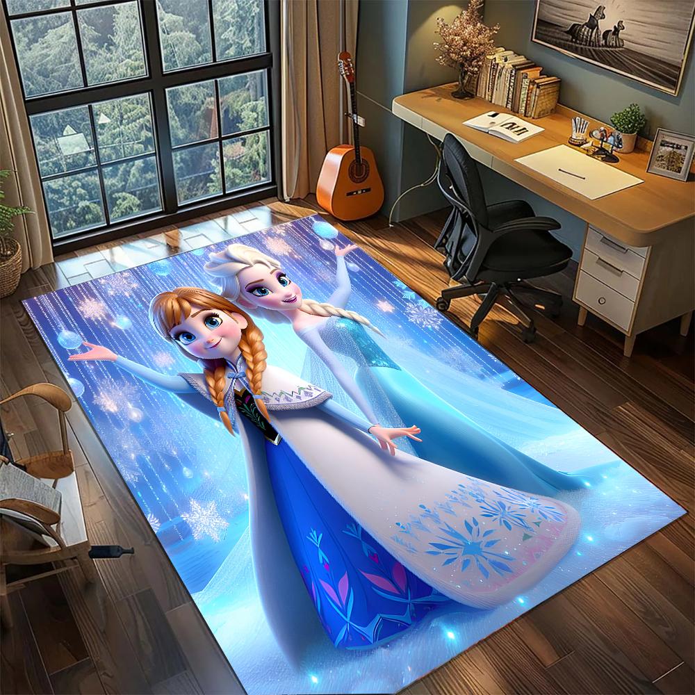 Elsa and Anna: A Dream Fantasy Rug Carpet Large Area Rug Non Slip Washable Floor Mat Gamer Room Bedroom Home Decor