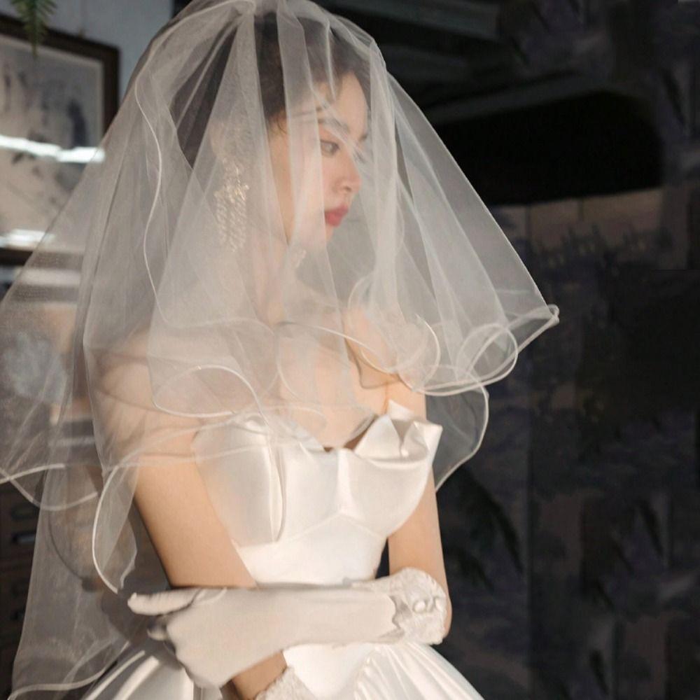 Short Wedding Veils Two Layer Bride Head Gauze New Bridal Veil  Bride Accessories
