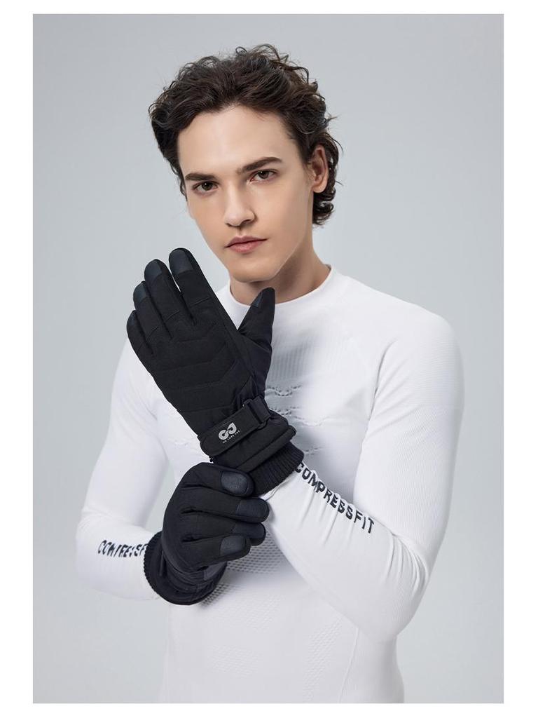 SK42 Unisex Fleece-Lined Ski Gloves: Anti-Slip, Thickened, Warm for Outdoor Sports and Motorcycle Riding