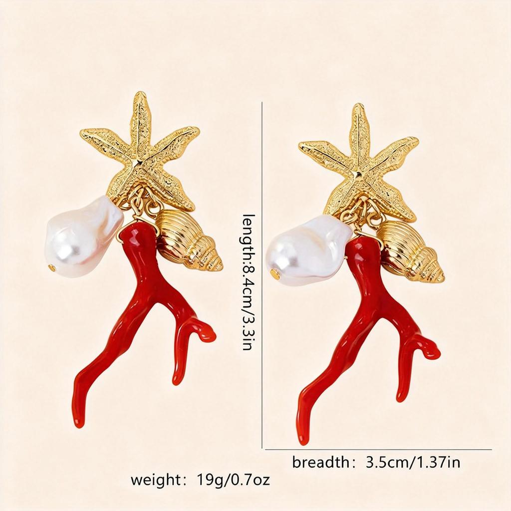 DIGADAGU Alloy Resin Coral Dangle Earrings New Exaggerated Charm Earrings Women Party Jewelry Accessories