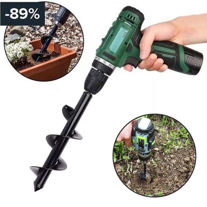 Tarière hélicoïdale pour perceuse 9 x 40 cm - forets de plantation hexagonal en acier au manganèse