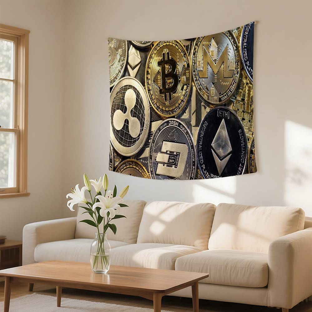 I Love Accept Bitcoin Tapestry Wall Hanging Tapestry Art Deco Blanket Curtain Hanging At Home Bedroom Living Room Decor