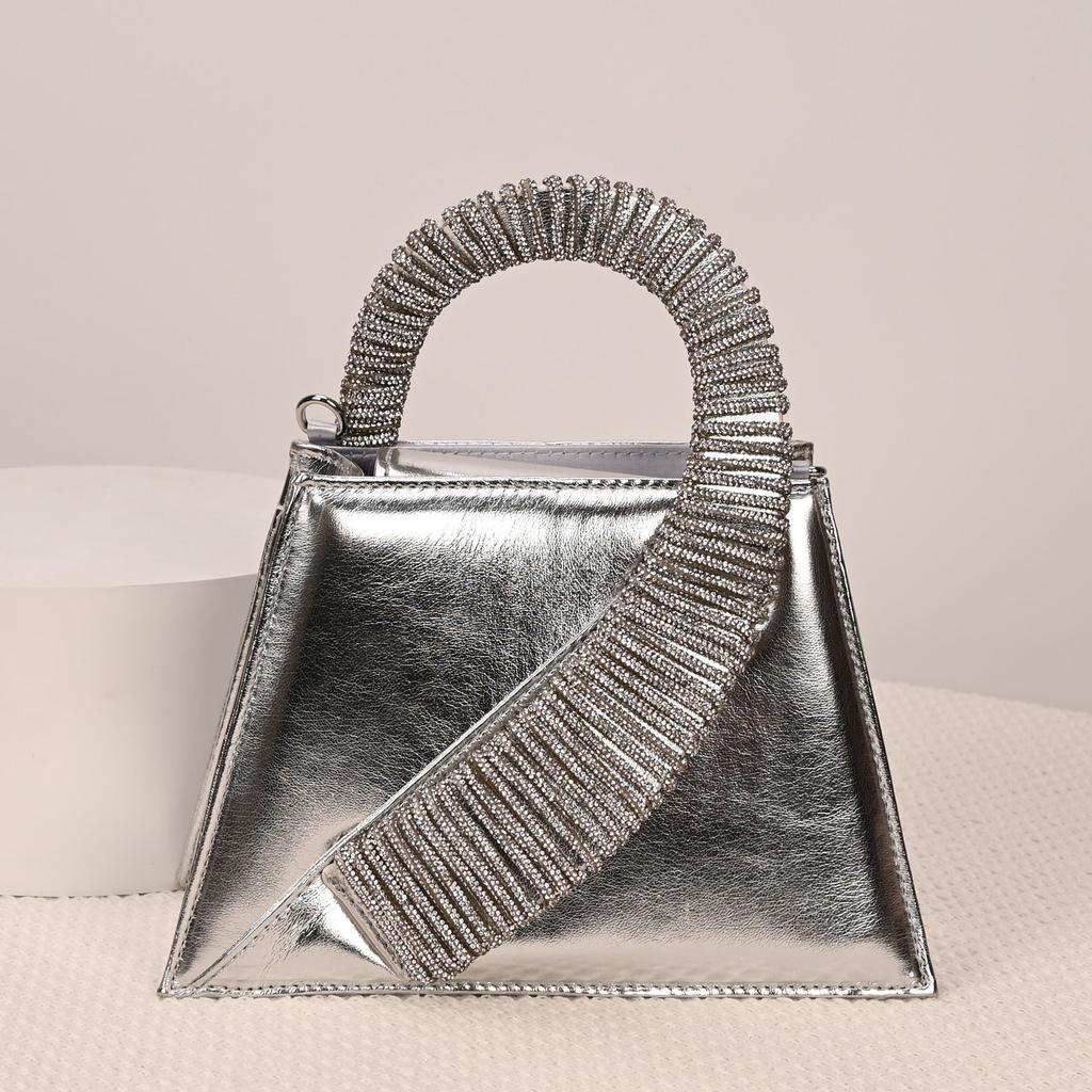New women's bag bring diamond-encrusted French fairy bag super flash rhinestone trapezoidal bag shoulder messenger handbag