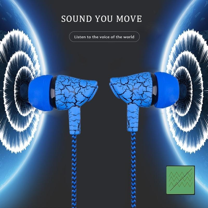 2018 New Sport Earphone Headset Super Bass 3.5mm Earphone Wired Crack Headset Button with Mic Handsfree Earphone for Samsung MP3 MP4