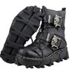 Autumn and Winter Men's Leather High Top Desert Short Boots, Motorcycle Boots, Thick Soled Punk Leather Boots