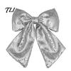 Durable Polyester Bows for Seasonal Decor Christmas Large Bow Pendant with Sequin, Multi-Layered Glitter Decorative Hanging Holiday Parties Ornament,