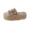 Cotton slippers Internet celebrity 2025 flat bottom fluffy slippers women wear autumn and winter new rabbit fluffy word black