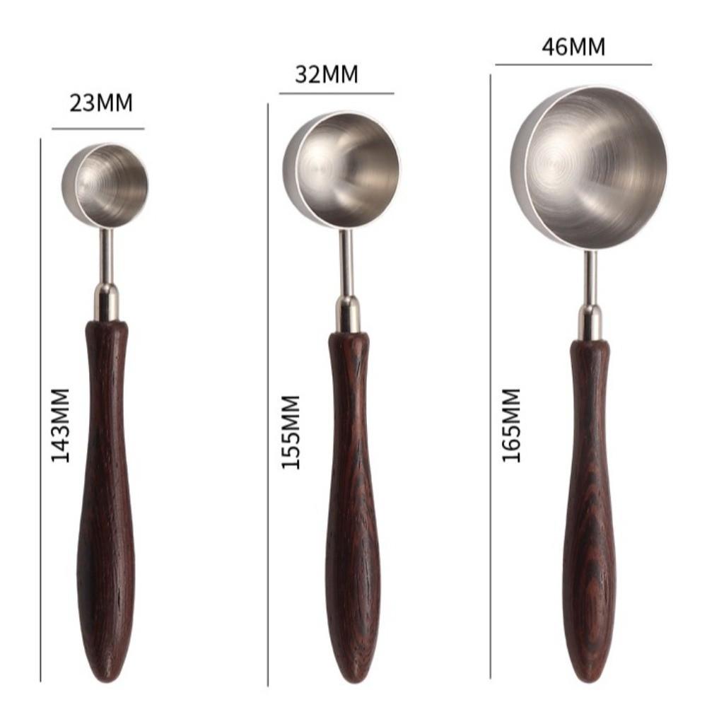 Stainless Steel Long Coffee Scoop Spoon Wood Handle Measuring Spoon Tea Scoop Spoon Kitchen Tool