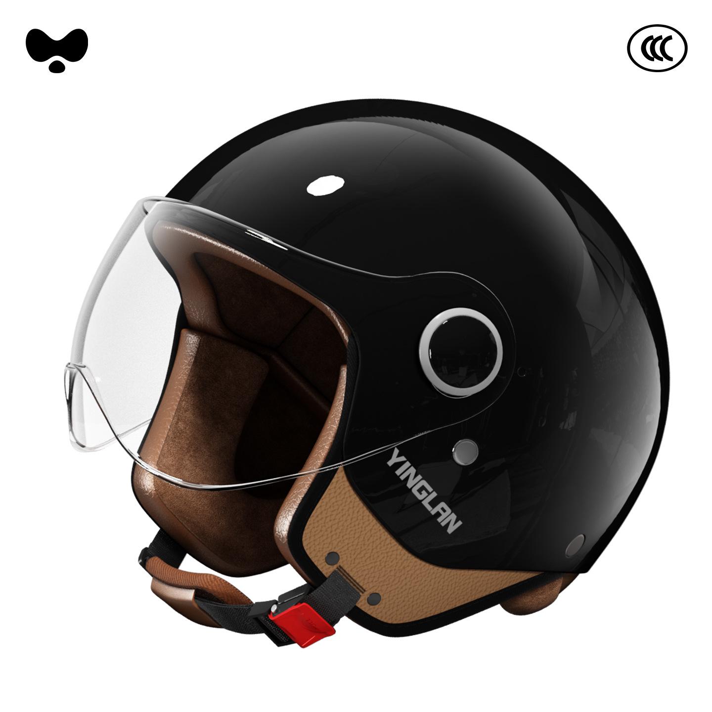 

Yinglan Unisex Retro Full Face Motorcycle Helmet - 3C Certified, All-Season, Winter Warm Safety Gear One Size