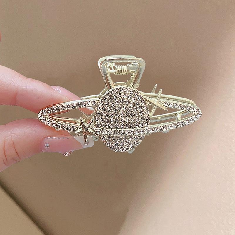 Fashion Bow Pearl Rhinestone Flower Grab Clip Temperament Half Tie Hairpin Disc Hair Shark Clip