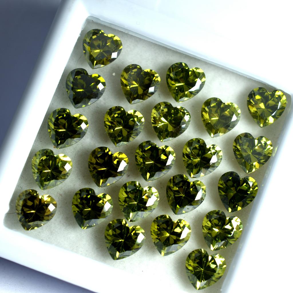 Natural Green Sapphire Loose Gemstone 51 Pcs Lot Heart Shape 6x6 Size September Birthday Birthstone