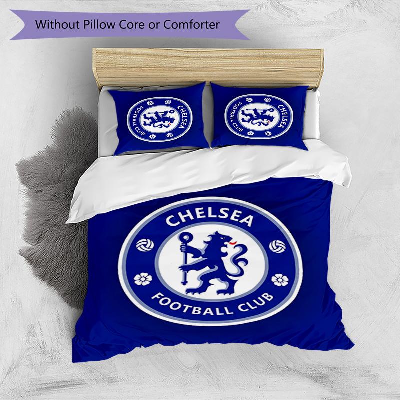 Set Lenzuola 3 Pezzi Stampato Chelsea FC Morbido Delicato sulla Pelle Lavabile Copripiumino e Federe Set Tutte le Stagioni Camera da Letto