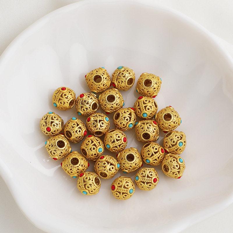 Gold-Plated Red Turquoise Beads for DIY Jewelry