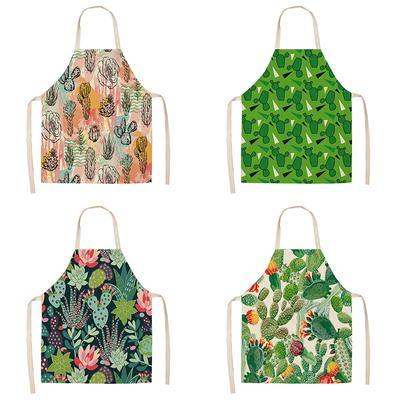 Cooking Bake Baking Kitchen Apron Cactus Pattern Men's and Women's Aprons Sleeveless Linen Apron Home Bib Cleaning Tools