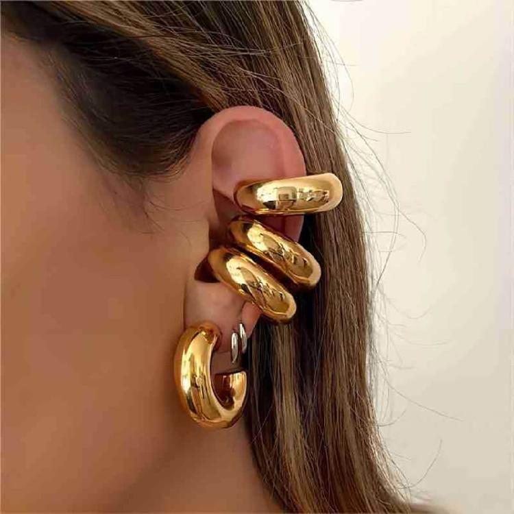 Chic Cartilage Cuff Earring Gold/Silver Ear Clip Unisex Statement Ear Adornments