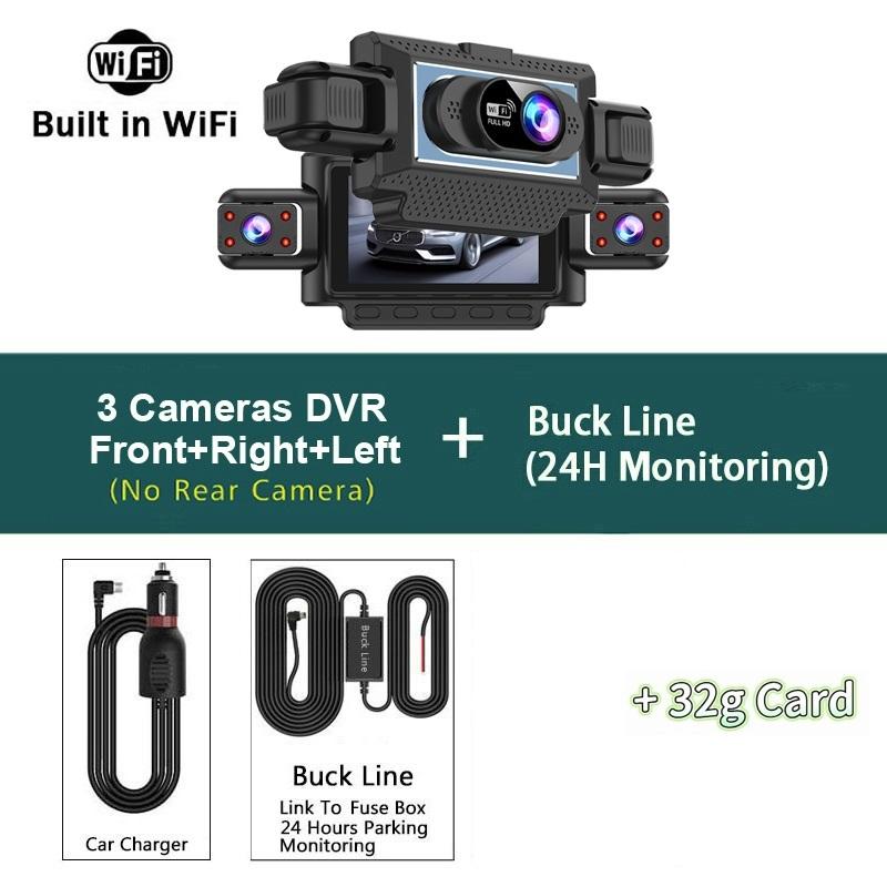 4-Channel 360° Dash Cam for Cars – WiFi APP, 1080P, 4 Camera Lenses, Rear View, Video DVR