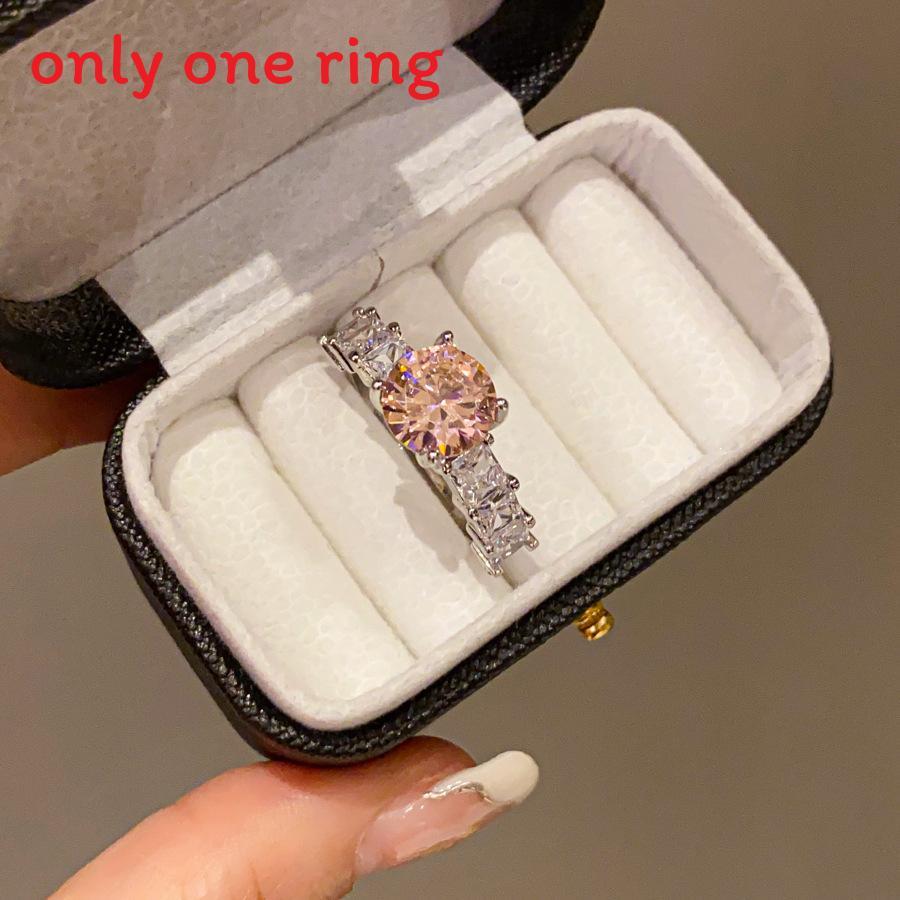 Light Luxury Geometric Zircon Open Ring For Women Fashion Accessory розовый