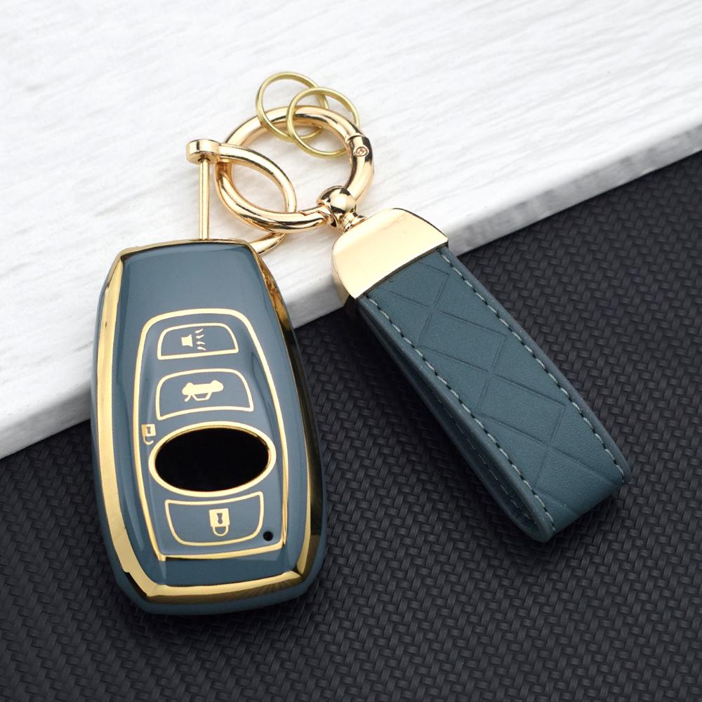 Smart Key Fob Cover for Subaru WRX STI XV Crosstrek Legacy BRZ Forester Impreza Outback 3/4 Buttons Key Protective Holder Chain