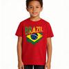 Distressed Brazil Flag Graphic TShirt Brazilian Soccer Lover Children Casual Daily Life Shirt Kids Boy Girl Polyester Short Sleeve