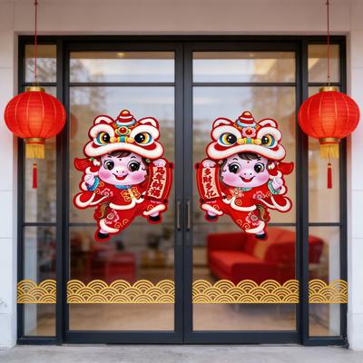 Chinese New Year Door Stickers 2026 Year of The Horse Spring Festival Window Clings for Home Decoration Good Luck Zodiac Door Decals for Wall And