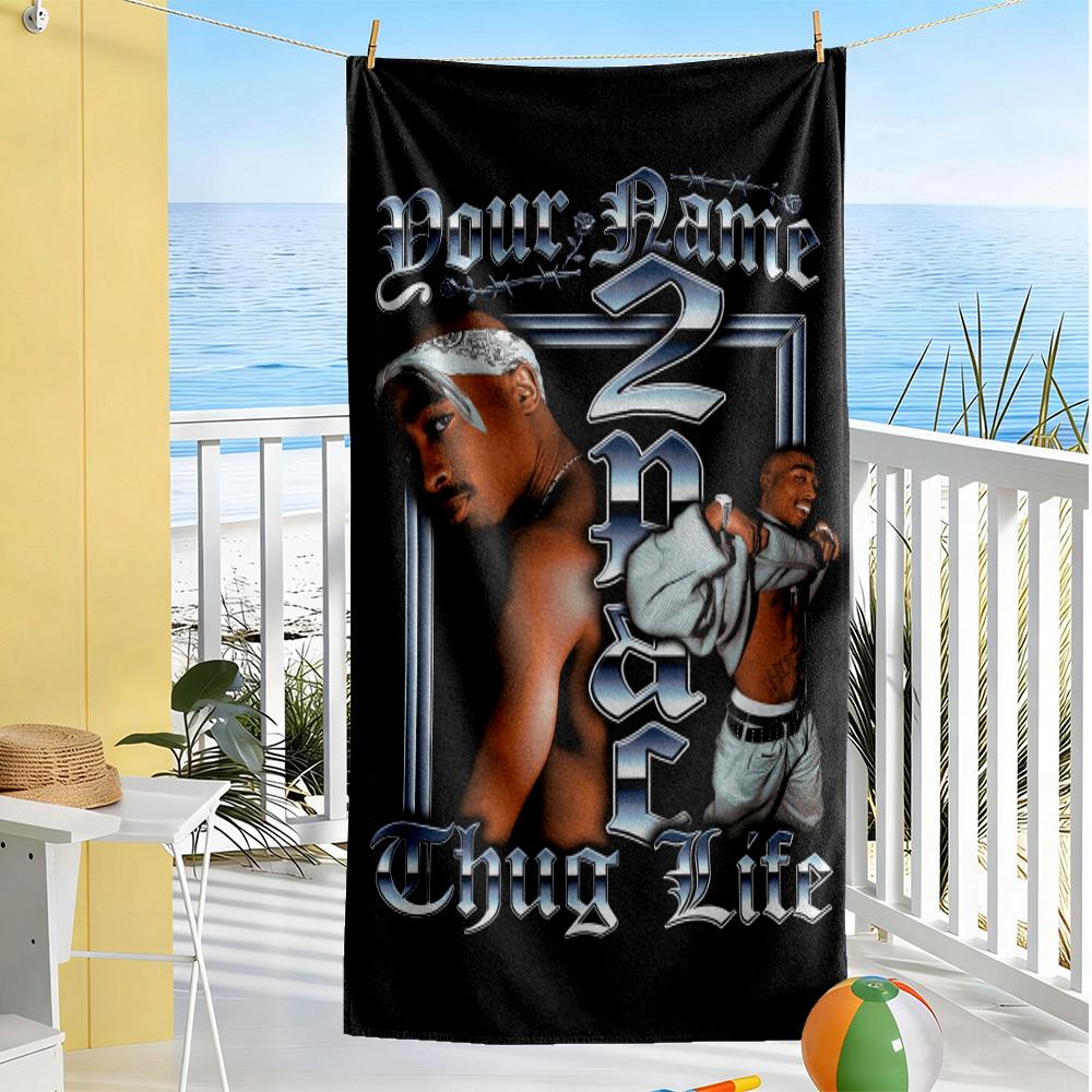 2pac Personalized Name Beach Towel Quick-Dry Soft Microfiber Portable for SwimmingBeachCamping Travel Beach AccessoriesGym
