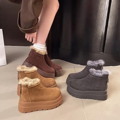 Damen weiche elastische Winter warme Winter Kälte gepolsterte Schneestiefel dicksohlige rutschfeste verschleißfeste Outdoor Freizeit Sport Pelz Baumwollstiefel