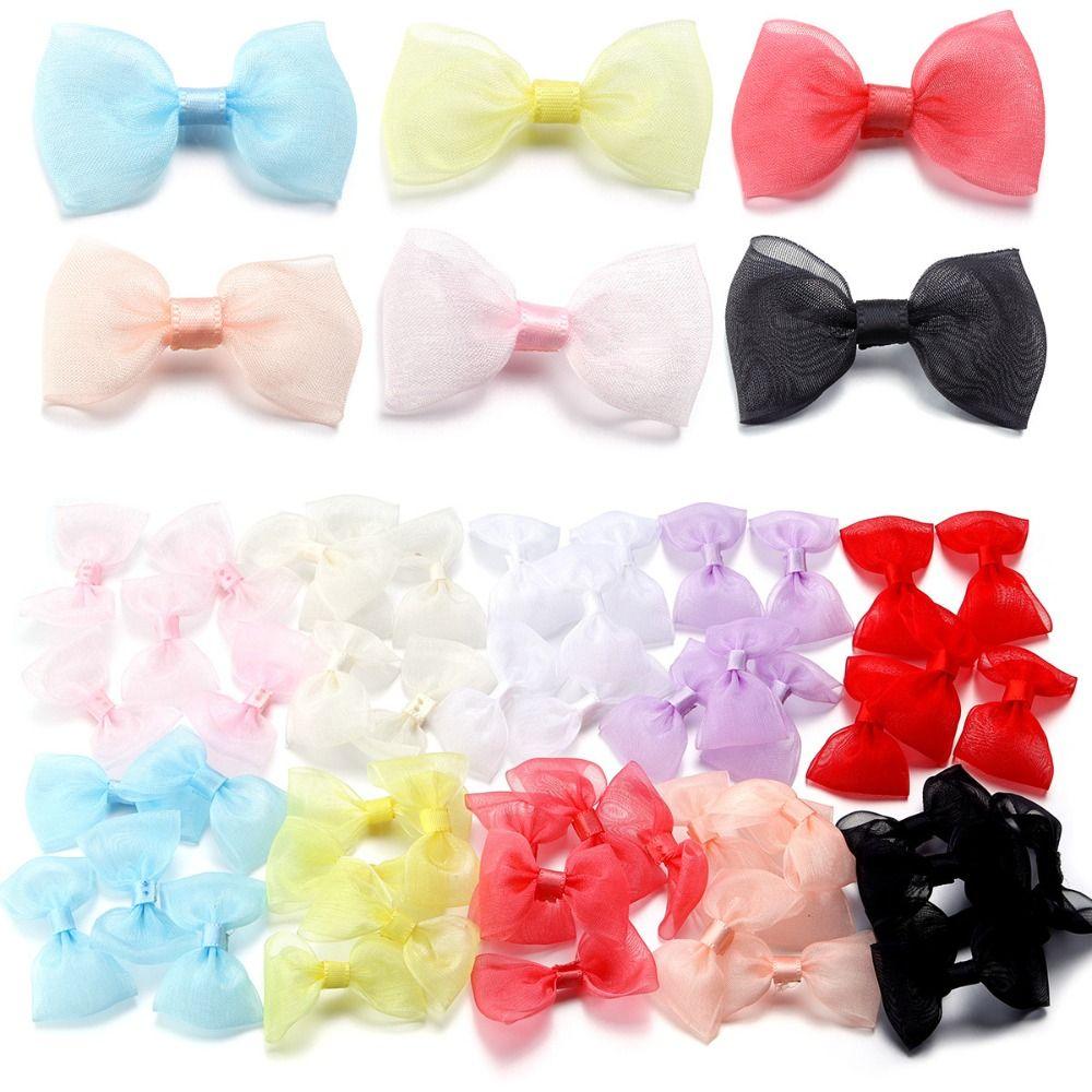 20PCS 2.5*5cm Size Colored Ribbon Bows Gauze Ribbon Sewing Craft Bow  Party Decoration
