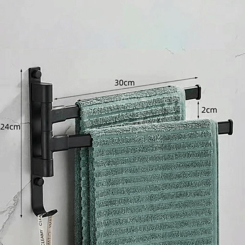 No Drill Installation Wall Mounted Towel Rack Swing Arm Towel Bar Bathroom Storage