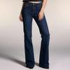 Blugi Damă cu Elasticitate Medie, Pantaloni Denim Drepți la Modă cu Buzunare